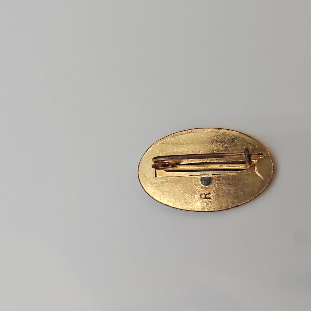 Girl Scouts Honor Pin 2 Finger Salute Blue and Gold Oval Pin Vintage - Picture 3 of 4